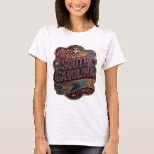 Cool Gold SOUTH CAROLINA 3D Text Art T-Shirt
