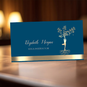Cool Gold Tree Women Silhouette, Yoga Instructor Business Card