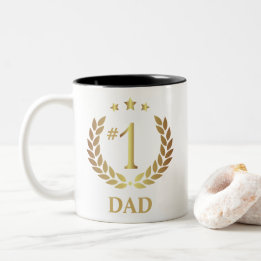 Cool Gold Wreath #1 Dad Photo Father's Day Two-Tone Coffee Mug