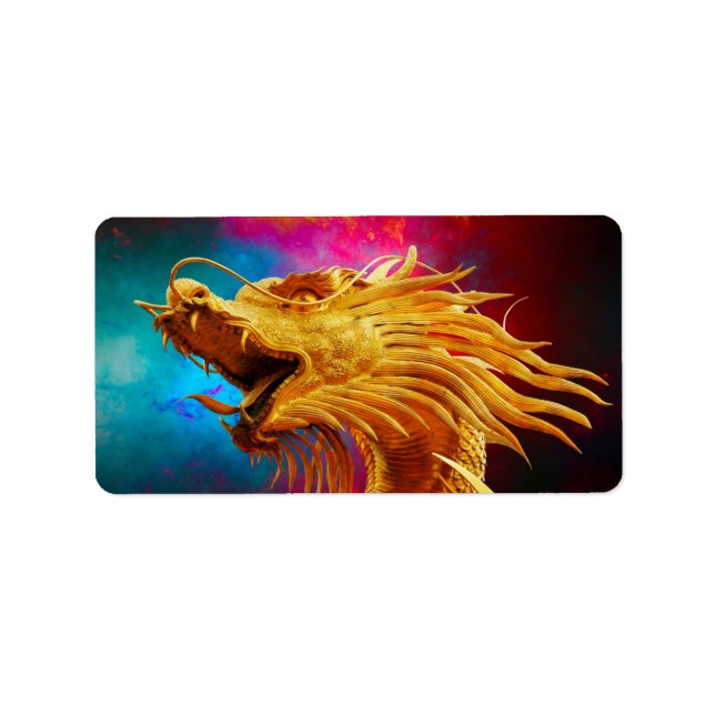 Cool Golden Dragon colourful Thailand background Label (Front)