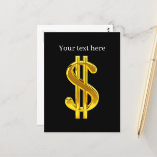 Cool golden money sign Customizable Postcard