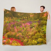 Cool Golden Panoramic Garden Flowers View