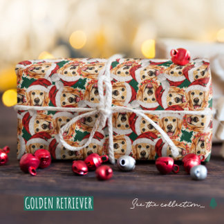 Cool Golden Retriever Christmas Pattern Wrapping Paper