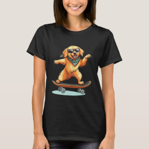 Cool Golden Retriever Skateboarding Sunglasses Ska T-Shirt