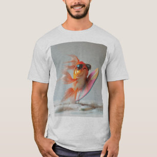 Cool Goldfish Surfing on a Wave T-Shirt