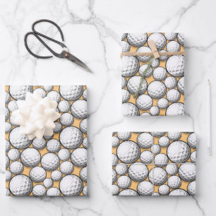 cool Golf ball sports lovers tiled  Wrapping Paper Sheet