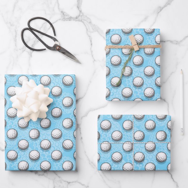 cool Golf ball sports lovers tiled Wrapping Paper Sheet (Front)