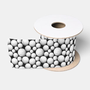 Cool golf ball tiled sports pattern satin ribbon
