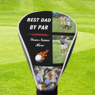 Cool Golf Gifts For Dad Custom 3 Photo & Name Golf Head Cover