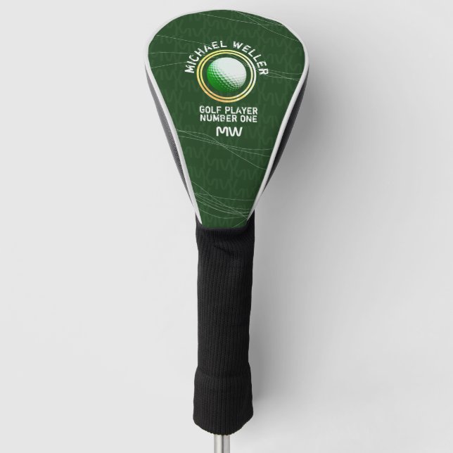 cool golf-player logo on green golf head cover (Front)