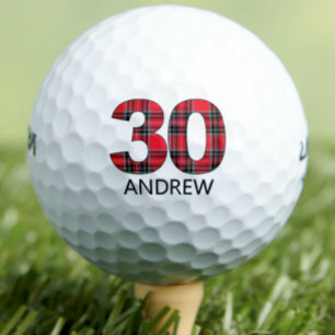 Cool Golfer Gift 30th Birthday red plaid design 30 Golf Balls