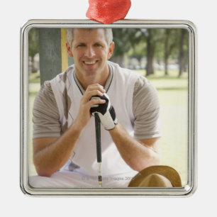 Cool golfer metal ornament