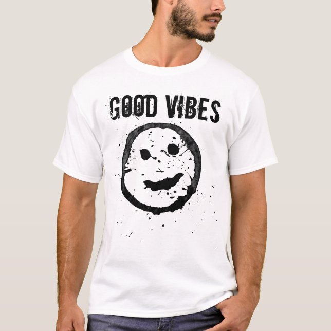 Cool Good vibes Smile face Custom text T-Shirt (Front)