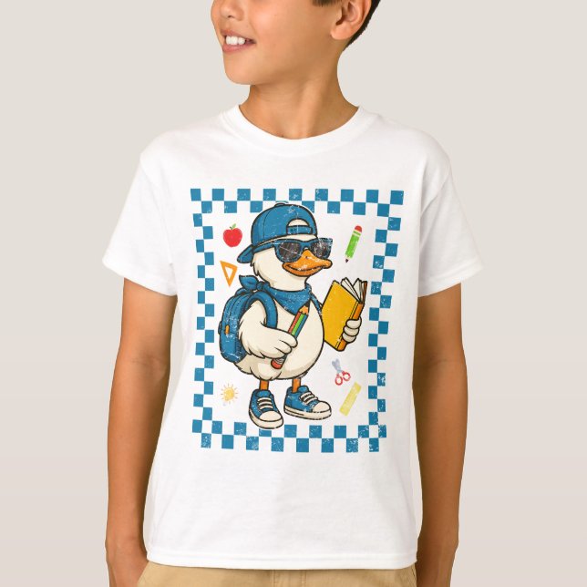 Cool Goose Back To School Happy First Day Of Schoo T-Shirt (Front)