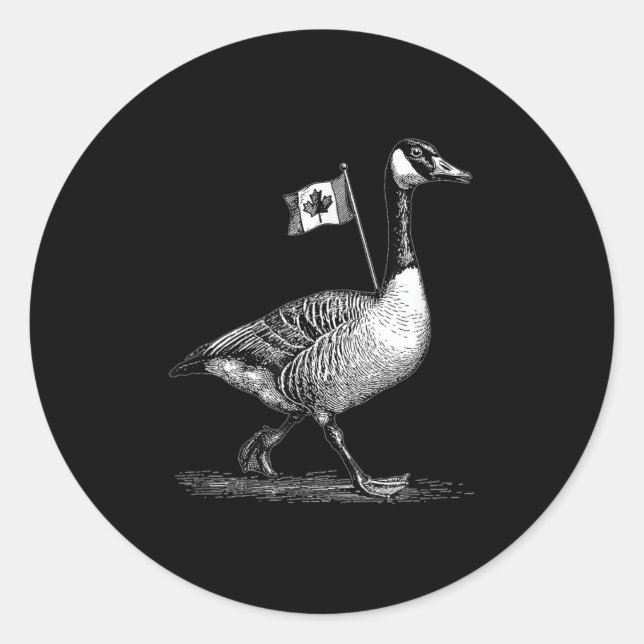 Cool Goose With Canada Flag Costume For Man And Wo Classic Round Sticker (Front)