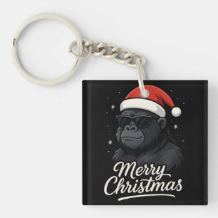 Cool Gorilla Christmas Funny Xmas Gorilla Lovers Keychain
