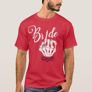 Cool Goth Bride Skull Skeleton Ring Finger Gothic  T-Shirt