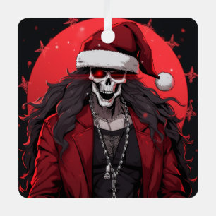 Cool Goth Punk Skull Anime Santa Demon Metal Ornament