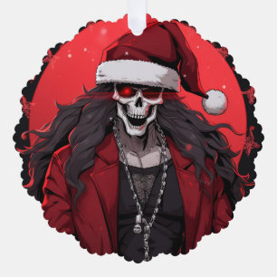 Cool Goth Punk Skull Anime Santa Demon Ornament Card
