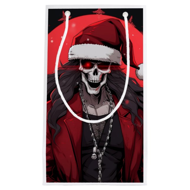 Cool Goth Punk Skull Anime Santa Demon Small Gift Bag (Front)