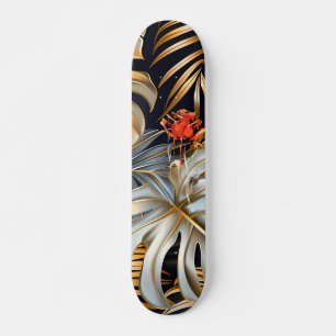 Cool Gothic Red Rose Jungle Foliage Skateboard 