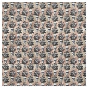 cool gothic skull pattern tiled fabric
