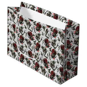 cool gothic tiled pattern skulls flowers  large gift bag