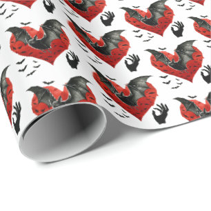 Cool Gothic tiled pattern Valentine bat Wrapping Paper