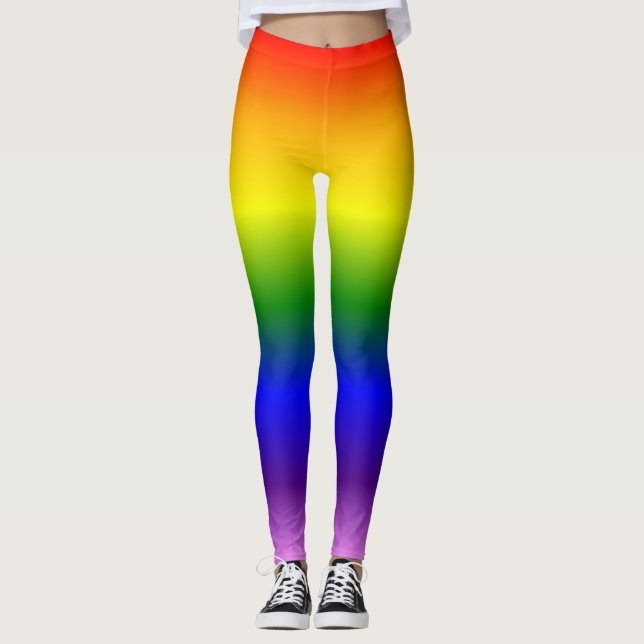 Cool Gradient Rainbow Colours Pattern Leggings (Front)
