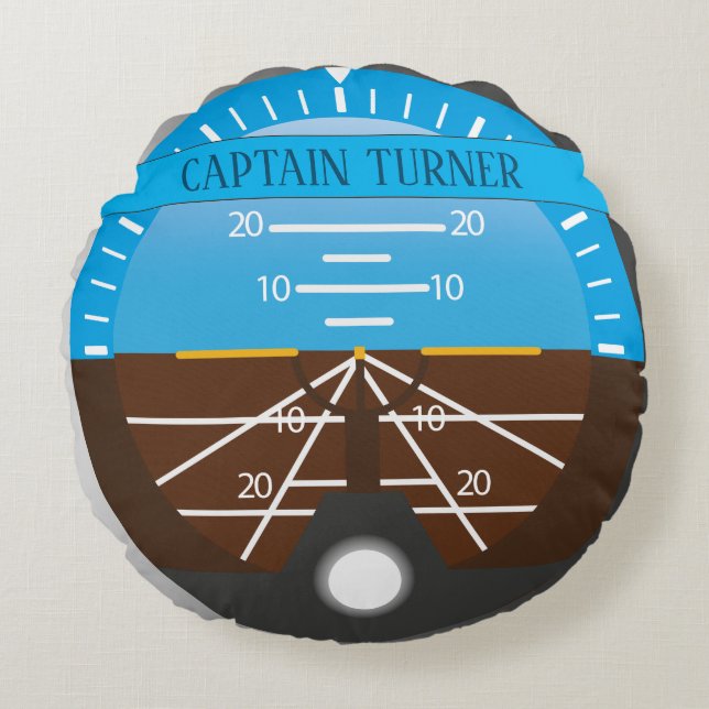 Cool Graduate Airplane Captain and Pilot Cockpit Round Pillow (Front)