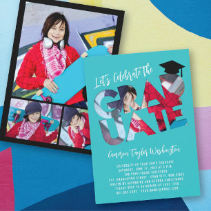 Cool Graduate Cutout Photo Modern Graduation Party Invitation