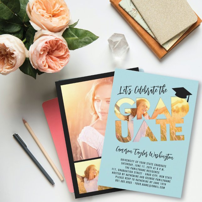 Cool Graduate Cutout Photo Modern Graduation Party Invitation (Creator Uploaded)