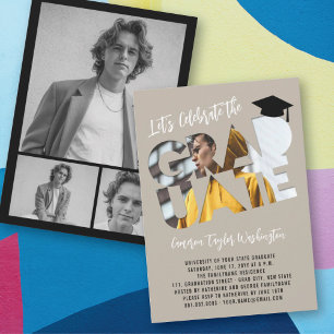 Cool Graduate Cutout Photo Modern Graduation Party Invitation