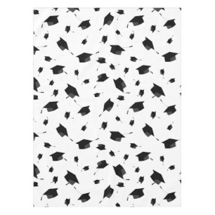 Cool Graduation Caps Black and White Tablecloth