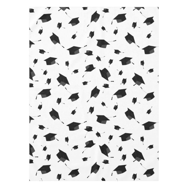 Cool Graduation Caps Black and White Tablecloth (Front)
