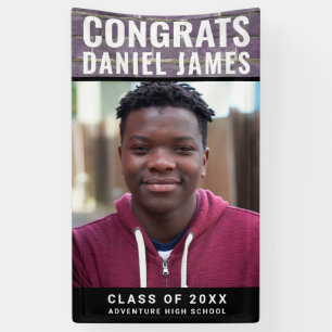 Cool Graduation Congrats Photo Purple Brick 2023 Banner