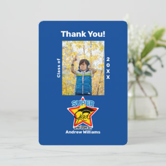 Cool Graduation Super Grad Editable Thank You Card