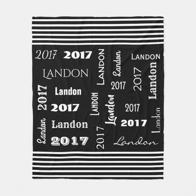 Cool Graduation Year & Name Fleece Blanket (Front)