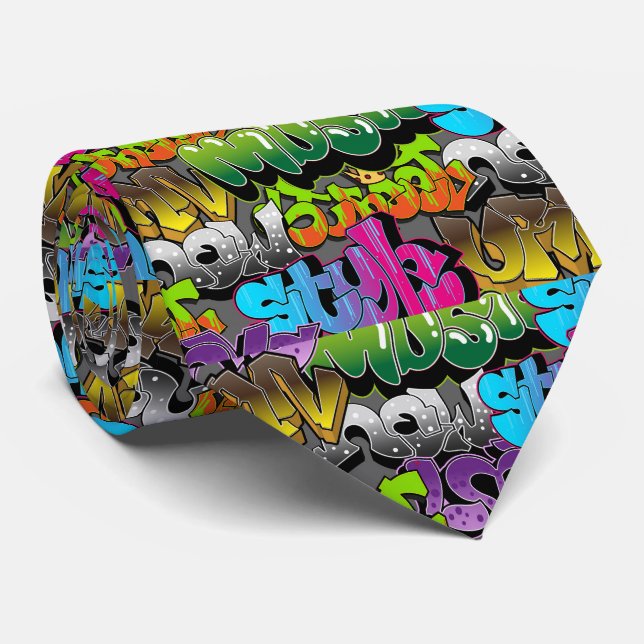 cool graffiti tiled pattern  tie (Rolled)