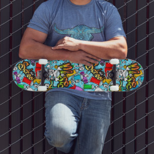 cool graffiti word art pattern  skateboard