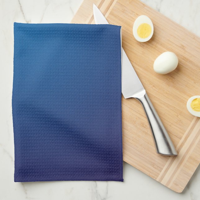 Cool Grainy Deep Blue Vignette Kitchen Towel (Quarter Fold)