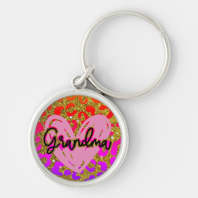 Cool Grandma Heart Key Keychain (Front)