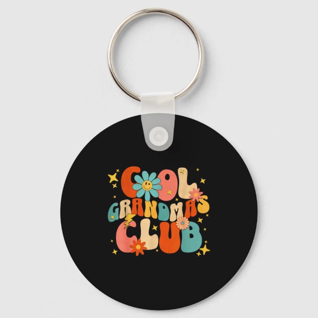 Cool Grandmas Club Groovy Retro Funny New Grandma  Keychain (Front)