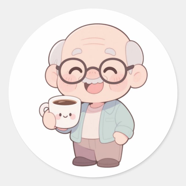👴 Cool Grandpa Classic Round Sticker (Front)