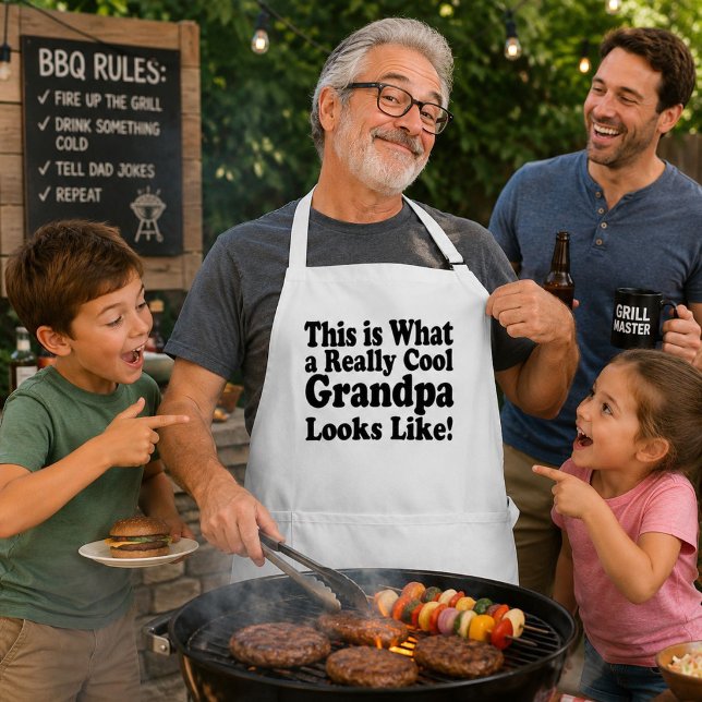 Cool Grandpa Funny BBQ Grill Master Cooking Gift Standard Apron (Creator Uploaded)