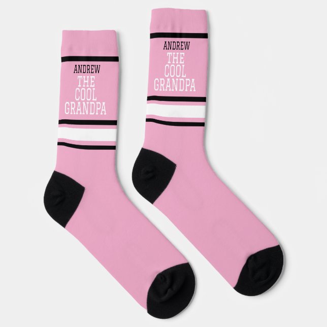Cool Grandpa Personalized Pink  Socks (Right)