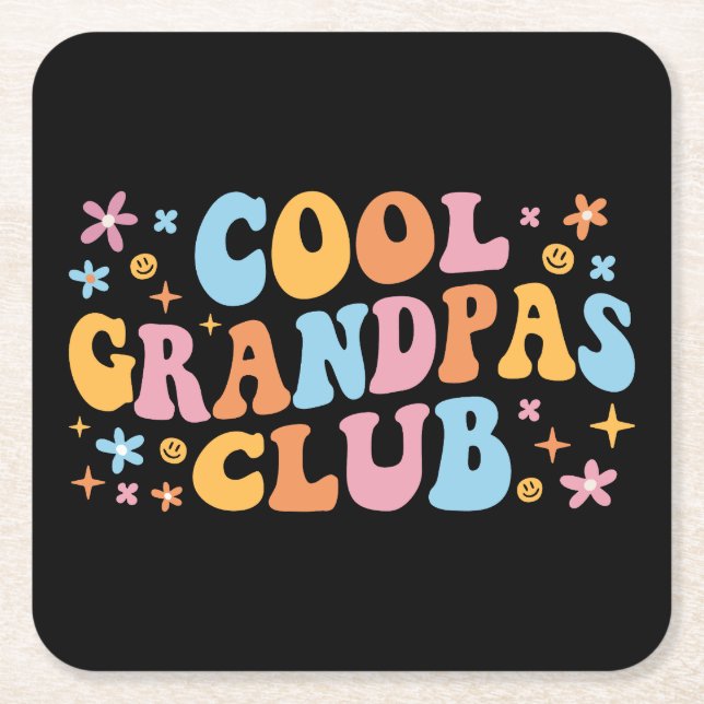 Cool Grandpas Club III Square Paper Coaster (Front)