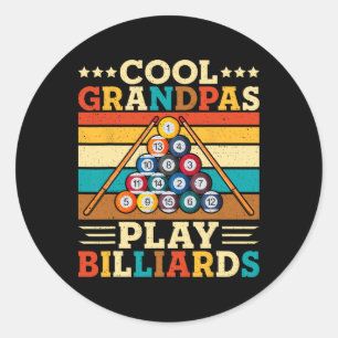 Cool Grandpas Play Billiards Retro Snooker Pool Pl Classic Round Sticker