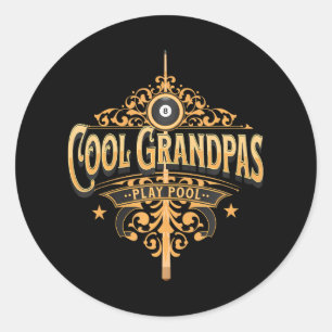 Cool Grandpas Play Pool Pool Player Grandfather Classic Round Sticker