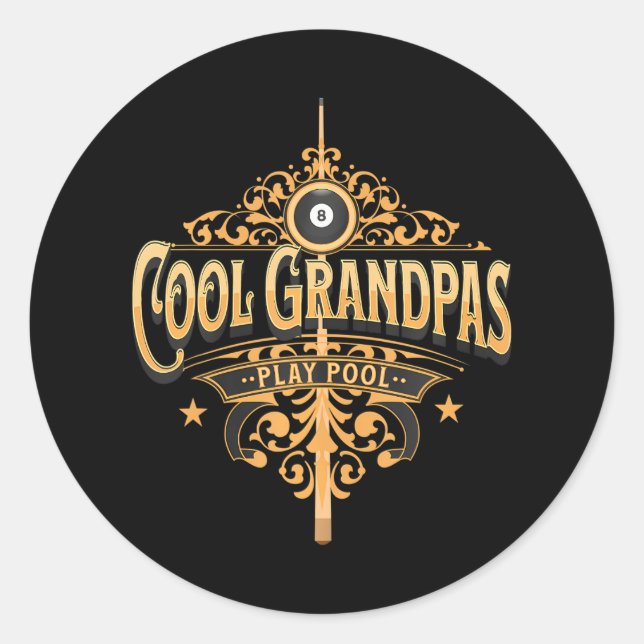 Cool Grandpas Play Pool Pool Player Grandfather Classic Round Sticker (Front)